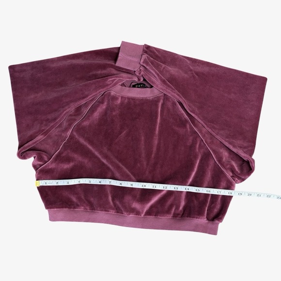 NWTSuzie Kondi Cropped Crew Neck Velour Sweatshirt Dusty Rose Sz M - Picture 10 of 14